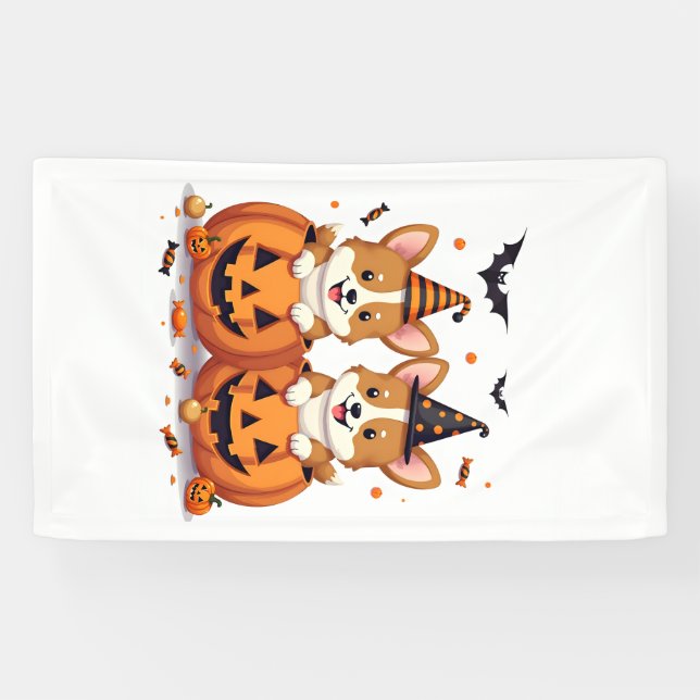 Kürbis-Corgi-Party Banner (Horizontal)