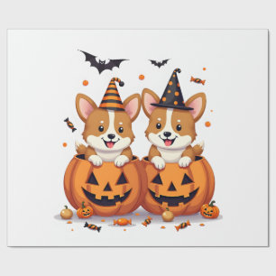 Kürbis-Corgi-Party Geschenkpapier
