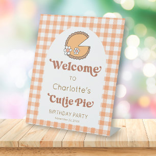 Kürbis-Cutie-Pie-Geburtstags-Willkommensschild Sockelschild