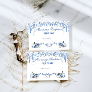 Kürbis Dusty Blue Toile Blumen Windel Baby Shower Begleitkarte