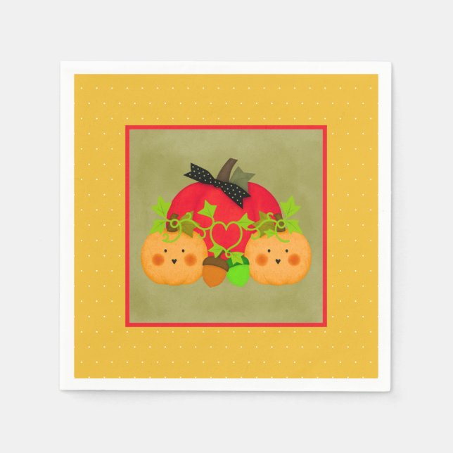 Kürbis & Eichel Oktober Halloween Serviette (Vorderseite)