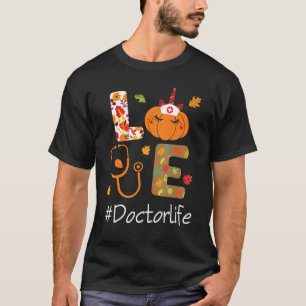 Kürbis Einhorn Gesicht Frohen Erntedanktag LOVE D T-Shirt