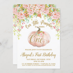 Kürbis-Einladung, Kürbis-erster Geburtstag Einladung