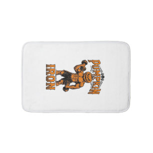 Kürbis Eisen Vintage Bodybuilder Halloween Design_ Badematte