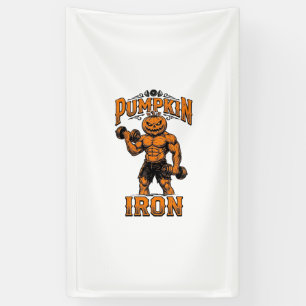 Kürbis Eisen Vintage Bodybuilder Halloween Design_ Banner