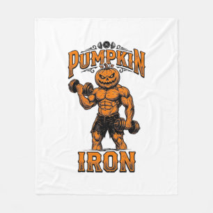 Kürbis Eisen Vintage Bodybuilder Halloween Design_ Fleecedecke