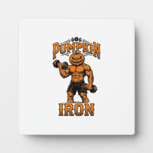 Kürbis Eisen Vintage Bodybuilder Halloween Design_ Fotoplatte