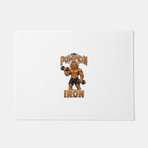 Kürbis Eisen Vintage Bodybuilder Halloween Design_ Fußmatte