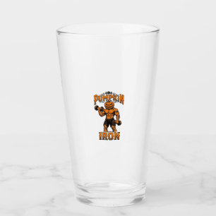Kürbis Eisen Vintage Bodybuilder Halloween Design_ Glas