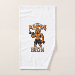 Kürbis Eisen Vintage Bodybuilder Halloween Design_ Handtuch