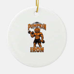 Kürbis Eisen Vintage Bodybuilder Halloween Design_ Keramik Ornament