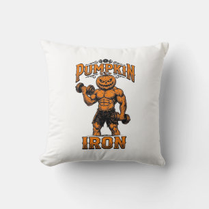 Kürbis Eisen Vintage Bodybuilder Halloween Design_ Kissen