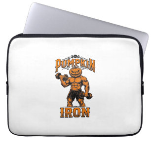 Kürbis Eisen Vintage Bodybuilder Halloween Design_ Laptopschutzhülle