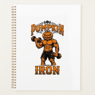 Kürbis Eisen Vintage Bodybuilder Halloween Design_ Planer