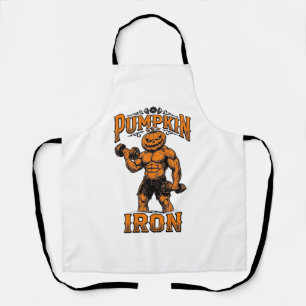 Kürbis Eisen Vintage Bodybuilder Halloween Design_ Schürze
