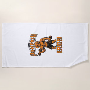 Kürbis Eisen Vintage Bodybuilder Halloween Design_ Strandtuch