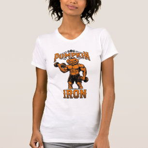 Kürbis Eisen Vintage Bodybuilder Halloween Design_ T-Shirt