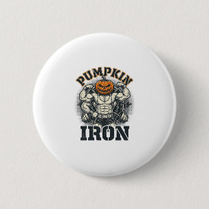 Kürbis Eisen Vintage Bodybuilding Halloween Design Button