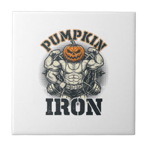 Kürbis Eisen Vintage Bodybuilding Halloween Design Fliese
