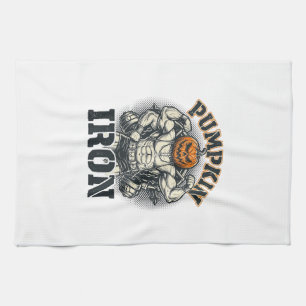Kürbis Eisen Vintage Bodybuilding Halloween Design Geschirrtuch