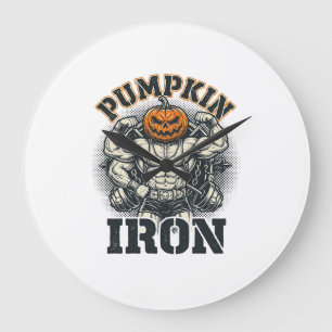Kürbis Eisen Vintage Bodybuilding Halloween Design Große Wanduhr