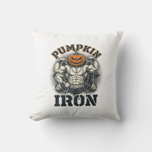 Kürbis Eisen Vintage Bodybuilding Halloween Design Kissen