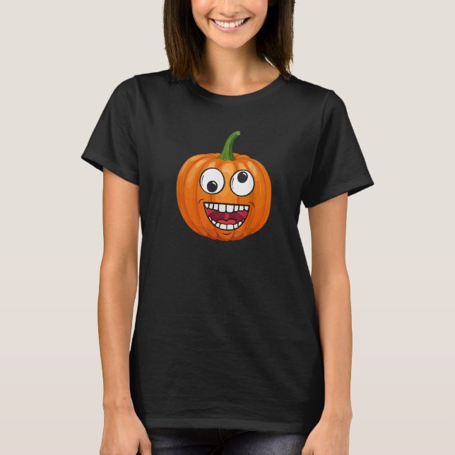 Kürbis-Emoje-Auge-Offen-Halloween-Spaß-Saison-Kost T-Shirt (Vorderseite)