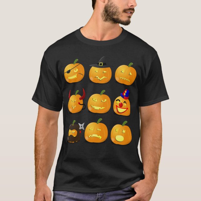 Kürbis Emoji T - Shirt-Halloween-Kostüm T-Shirt (Vorderseite)
