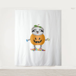Kürbis-Faultier-Halloween-Kostüm-Geschenk Wandteppich