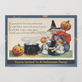Kürbis-Fett-Vintage-Halloween-Gedicht-Einladungen Einladung
