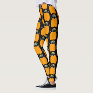 Kürbis-Folk-Floral-Tops Halloween Leggings