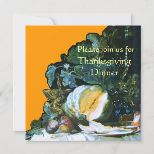 KÜRBIS, FRÜCHTE UND GLASWARE Thanksgiving-Dinner Einladung