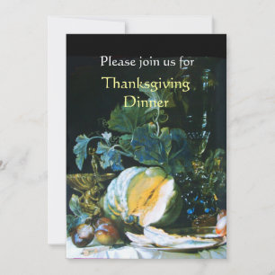 KÜRBIS, FRÜCHTE UND GLASWARE Thanksgiving-Dinner Einladung