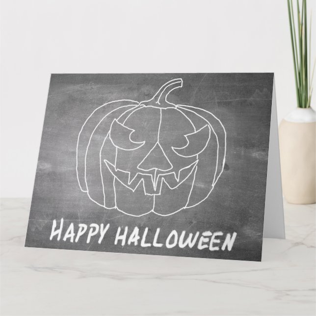 Kürbis für Halloween-3-Chalkboard-Look Karte (Vorderseite)