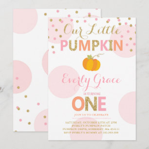 Kürbis-Geburtstags-Einladungs-Rosa-Goldkürbis Einladung