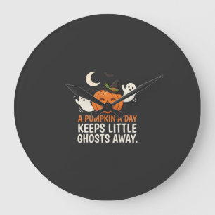 Kürbis-Geist-Halloween-Zitat-Design_1 Große Wanduhr
