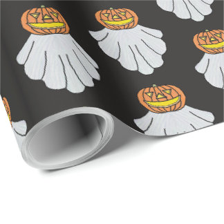 Kürbis-Geist (schwarz) - Geschenkpapier