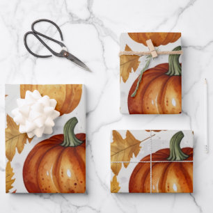 Kürbis Geschenkpapier Bogen Set