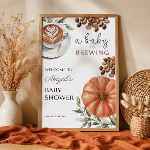 Kürbis-Gewürz-Kaffee-Baby-Party 24x36 Willkommen Poster