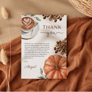 Kürbis-Gewürz-Kaffee-Baby-Shower-Dankeskarten Dankeskarte