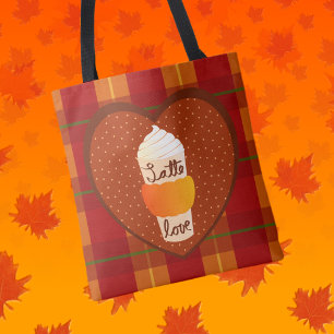 Kürbis-Gewürz-Latte-Herbst-Kariert-Tragetasche