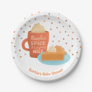 Kürbis-Gewürz-Latte-und-Pie-Baby-Shower-Zubehör Pappteller