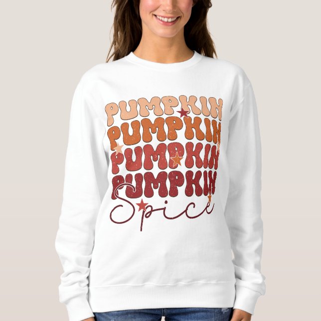 Kürbis-Gewürz Retro Herbst Sweatshirt (Vorderseite)