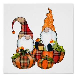 Kürbis-Gnome Herbst Herbst Kawaii Halloween Poster