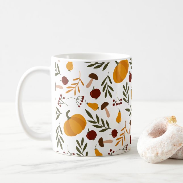 Kürbis, Granatapfel und Birnen Kaffeekocher-Tasse Kaffeetasse (Mit Donut)