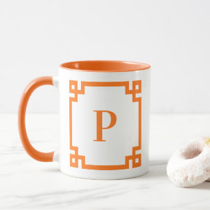 Kürbis-Griechischer-Schlüssel-Rahmen-Monogramm Tasse