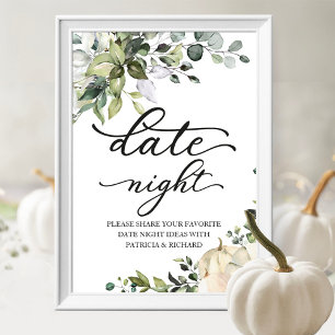 Kürbis Grünzeug Herbst Date-Night-Dosen-Schild Poster