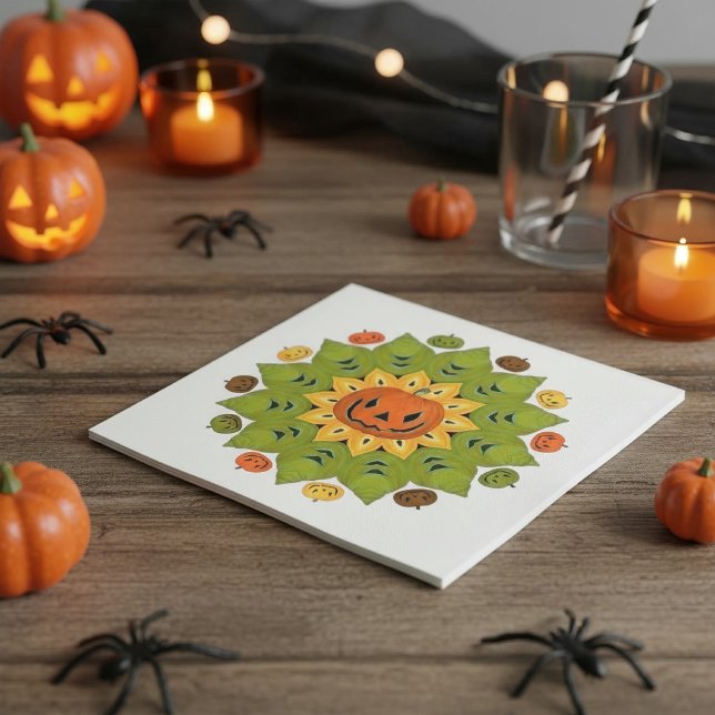 Kürbis-Halloween-Blume mit Jack-O-Lantern Serviette (Von Creator hochgeladen)