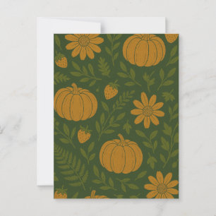 Kürbis Halloween, Botanische Grünpflanzen & Herbst Postkarte