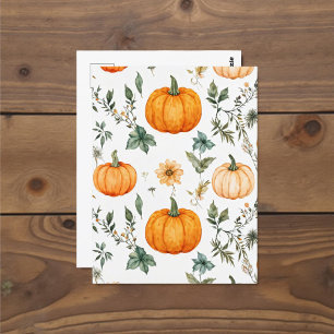 Kürbis Halloween, Botanisches Orange Grünzeug Herb Postkarte